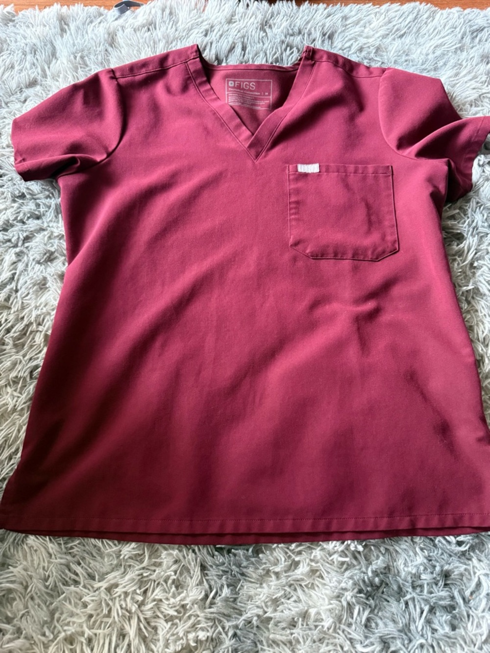 FIGS V-Neck Scrub Top in Deep Wine